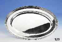 Ovale Platte, Amerika, 925er Silber, Rand getreppt, 41 x 30 cm, ca. 800 g