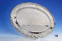 Ovale Platte, Amerika, 925er Silber, Rand getreppt, 46 x 32 cm, ca. 1080 g
