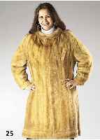 Nerzkleid, Gr. 38, pastellfarb., Bund und Ärmel mit BÜndchen, kleiner Stehkragen, seitl. geschlitzt, 2 Einschubtaschen, L. ca. 105 cm, ...