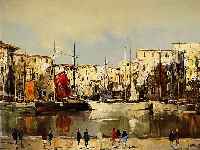 Morro, Paul, geb. 1925 Leipzig, Öl/Lwd., Hafen von Palermo, signiert, 50 x 90 cm, Rahmen
