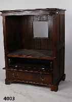 Barschrank, Belgien, um 1920, Eiche massiv, KlapptÜr und Schubfach, Sheratonstil, RÜcken mit Rahmenfenster, geeignet fÜr FernsehgerÄt, ca. ...