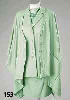 Cashmir-Outfit in apfelgrÜn, LIZ MALRAUX-De- sign, Gr. 38, best. aus: Rock, Blazer, Seidenlangarmbluse mit Schalkragen zum Binden und Poncho, ...