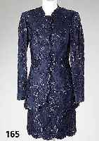 AbendkostÜm in nachtblauen Pailletten und Spitzenstoff, Gr. 38/40, Einzelanfertigung nach Maß von EXCLUSIV BY ZEEPHA COUTURE Hong Kong, Rockl. ...