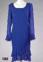 Royalblaus Cocktailkleid, LIZ MALRAUX-Design, Seide mit Volants, L. ca. 100 cm, Gr. 38