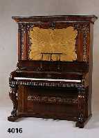 Klavier, J.& H. Moore, London, um 1850/60, aufwendiges MÖbel, z.T. massiv Palissander, FÜße geschnitzt und geschweift, wuchtige Veluten und ...