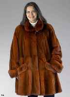 Damen-Swingerjacke aus Nerz, Gr. 42-44 Unisize, rot-braun, Innenlabel Saga Mink Superb Quality Ranched Mink, Meico Fell Edel Pelz Wertarbeit aus ...