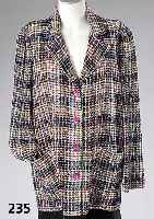 MISSONI-Sommer-Blazer, ital. Gr. 46, buntes Karo Leinen/Rayon/Nylon-Gemisch, 3 KnÖofe, 2 aufges. Taschen, RÜckenl. ca. 71 cm