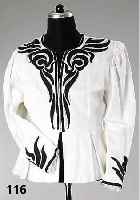 Cocktailjacke, JEAN-LOUIS FALETTA, Paris, Gr. 42, reine Seide, mit weißen und schwarzen Pailetten besetzt, ausgestellte Form, gefÜttert, ...
