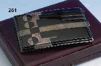 Zigarettenetui, deutsch/Pforzheim um 1900, reines Art-Deco, asym. Anordnung, teilverg. z. T. schwarz emailliert, in Orig.-Etui