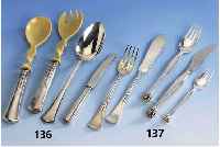 Konvolut Jugendstilbesteck, Firma Alekto FAB (Freiberg. i. Sa.) 90er Silberauflage, best. aus: komplettem Fischbesteck, best. aus: 6 Messer und 6 ...