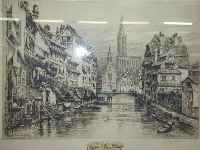Christian Pinet, Radierung von Alt Straßburg "Quai de la petite France", 14/190