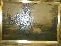 Jan van Loos, ÖlgemÄlde auf Holz, geboren 1874 und gestorben 1939 in Den Haag, hier: weite stiltypische hollÄndische Landschaft, mit Vieh , ...
