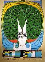 Hundertwasser, Friedensreich, 1928-2000, Hommage a SchrÖder Sonnenstern, Farbsieb- druck mit MetallfolienprÄgung, von Hundert- wasser ...