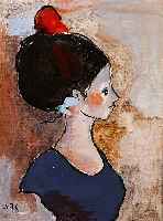 Torne, Sami Miguel, geb. 1938 Barcelona, bekannter spanischer KÜnstler mit internat. AusstellungstÄtigkeit, hier: ProfilportrÄt einer jungen ...