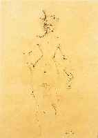 Fini, Leonor, 1908 - 1996, femme tenant une rose, Tuschfederzeichnung auf Japanpaier, re. u. handsigniert, ca. 29 x 20 cm, PP, u.Gl., R.