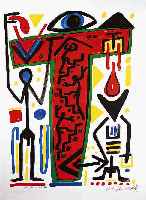 Penck, A.R., geb. 1939, Farboffset, hand- sign., ca. 63 x 65 cm, PP