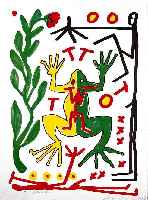 Penck, A.R., geb. 1939, Farboffset, handsigneirt, ca. 56 x 44 cm, PP