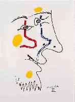 Picasso, Pablo, 1881 - 1973, Farblithographie aus: Le Gout du bonheur, 1964, in der Abb. datiert, ca. 22 x 16 cm