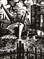 Masereel, Frans, 1889 - 1972, Holzschnitt aus: Das Gesicht Hamburgs, Auflage 80 Exempl., handsigniert, ca. 14 x 12 cm, PP