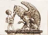 Thoma, Hans, 1839 - 1924, Der badische Greif, Radierung von 1913, handsigniert, in der Platte monogr. und dat., ca. 16 x 12 cm