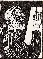 FelixmÜller, Conrad, 1897 - 1977, SelbstportrÄt, Holzschnitt, re. u. hand- signiert und dat. 65, ca. 12 x 9.5 cm