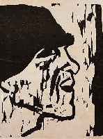 Pechstein, Hermann Max, 1881 - 1955, Fischerkopf VII, Holzschnitt auf dÜnnem Papier , auf Karton aufgezogen, re. u. handsigniert und dat. 11, ca. ...
