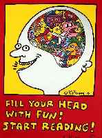 Haring, Keith, 1958 - 1990, Fill Your head with fun, start reading, Farboffset, handsigniert, ca. 81 x 60 cm, kleinere RandlÄsuren