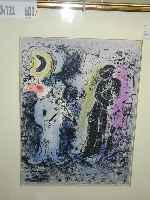Marc Chagall, Lithographie, Clown mit Frau und Kind, aus Derrier le mirror
