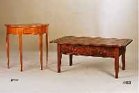 Biedermeiertisch, deutsch, um 1830/40, Kiefer und Buche, Front Birke, original Beschl Äge, 2 Schubladen, restauriert, Beine stark gekÜrzt, ca. ...