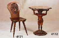 Ablage- bzw. Beistelltisch, Frankreich, um 1890/1900, z.T. Eiche massiv, Fuß in Form einer Kyriatide, Fuß 3-fach gestuft, großfÖrmi ge ...