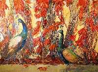 Bosch, Florian, geb. 1900 Sannerlach b. MÜnchen, studierte 1927/24 bei Becker- Gundahl an der MÜnchener Akademie, hier: Pfauenpaar, Öl/Lwd., ...