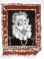 Picasso, Pablo, 1881 - 1973, L'homme a la fraise, Farblithograpie auf Arches BÜtten, Probeabzug vor der Schrift, Mourlot, Deschamps Paris ...