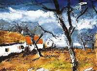 Vlaminck, Maurice de, 1876 - 1958, stÜrmische Landschaft, Farblithographe, Edition Andre Sauret Mourlot Paris 1958, ca. 34 x 46 cm