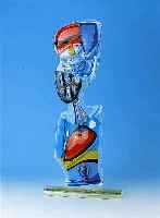 Glasskulptur, Saganelli, zeitgenÖssischer KÜnstler, Murano, figÜrliche Darstellung, farbloses Glas, mit bunten Aufschmelzungen, 76 x 34.5 cm, ...