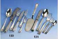 Besteck fÜr 6 Personen, deutsch, WMF Patent, 90er Silberauflage, Art-Deco-Entwurf, best. aus: 6 Messer, 6 Gabeln, 6 LÖffel, 6 KaffeelÖffel, 6 ...