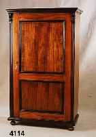 Schrank, deutsch, um 1870, Kirschholz massiv , eintÜrig, geriefte Lisenen, 3 EinlegebÖden, Altersspuren, ca. 169x103x54 cm, ohne SchlÜs- sel