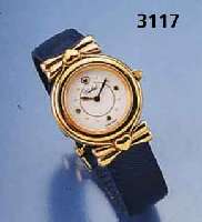 TABBAH Designer-Damenarmbanduhr Serie Premiere , Schweiz um 1992, ungetr. Lagerw., Metall hartverg., Lederbd. m. patent. hartverg. Klappschl., ...