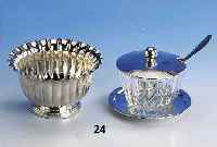 Konvolut 925er Silber, Schale, Wandung facett. H ca. 7.5 cm, Durchm. ca. 12 cm; 1 x KonfitÜregefÄß: Deckel, Unter- setzer und LÖffel Silber, ...
