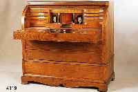 RollbÜro, deutsch, um 1830, Eiche, Eiche mas siv, aus Vollholz gefertigte Rundklappe, aus- gesuchtes Holz, durchgehende Maserung, Mahago- nifurnier ...