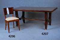 Ausziehtisch, Frankreich, um 1935/40, spÄtes ArtDeco, Palisander massiv, Palisanderfurnier , Messing BeschlÄge, elegante LinienfÜhrung der ...