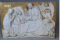 Bildplatte, deutsch, um 1860/70, Halbrelief, Linde, Darstellung der Wiedererweckung des Lazarus, Jesus, Maria und Lazarus, Engel mit Ölzweig und ...
