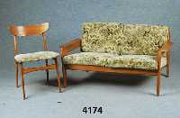 Sitzbank und 3 StÜhle, DÄnemark, um 1970, Teakholz massiv, typisch dÄnisches Design, Klebezettel Stege, Label Komfort, Made in Den- mark, Danish ...