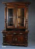 Vielzweckaufsatzschrank, deutsch, um 1890, Korpus Weichholz, Eiche massiv, 3/4-SÄulen massiv gedrechselt, VelutenabschlÜsse, Schup- ...