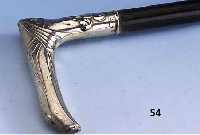 Spazierstock, deutsch um 1900, 800er Silber, reiner Jugendstil, FrÜchte- dekor, Bes.-Monogr., verbeult, L. ca. 87 cm, Schuß Rotbuche ...