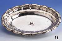 Anbietschale, Bruckmman & SÖhne, Heilbronn, ca. 380 g, 835er Silber, Barockstil, mittig Bes.-Monogr., um 1915/1925, Vertreiber P. Jamm, 4 x 33 x ...