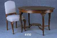 Ovaler Tisch, im Chippendalestil, Eiche massiv, Eichefurnier, 4-beinig, versprosst, dazu passend 4 StÜhle, Eiche massiv, Bezug 60er/70er Jahre, ...