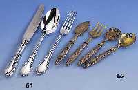 Besteck fÜr 6 Personen, 800er Silber, deutsch, Vertreiber Ganssen Coburg, 30er Jahre, best. aus: 6 Messer, 6 Gabeln, 6 LÖffel, total ca. 795 g ...