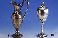 Wasserkanne, Österreich um 1890, 800er Silber, graviert, gemacht nach rÖm. Vorbild von 280 n.Chr., Griff mit DÄmmringen, Fuß l. inegal, H ca. ...