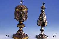 GewÜrztÜrmchen, Judaika, deutsch bzw. wohl Schlesien um 1840/50, Silber 12-lÖtig, teil- vergoldet, H. ca. 18,5 ca