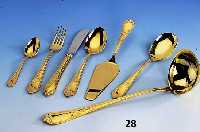 Besteck fÜr 12 Personen, 23/24 kt hart- vergoldet, Barockstil, best. aus: 12 Messer, 12 LÖffel, 12 Gabeln, 12 Kaffee- lÖffel, 12 Kuchengabeln, ...